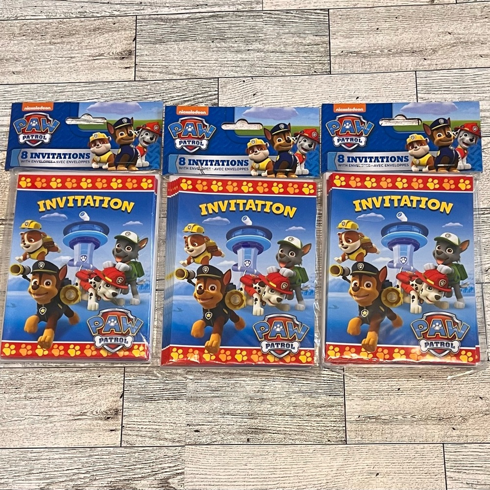 New Paw Patrol Pack of 8 Birthday Party Invitations Lot Of Three Packs